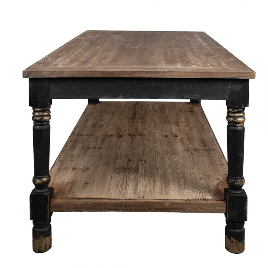 Präsentationstisch Schwarz 200 cm – stilvoller Holztisch im Brocante Stil