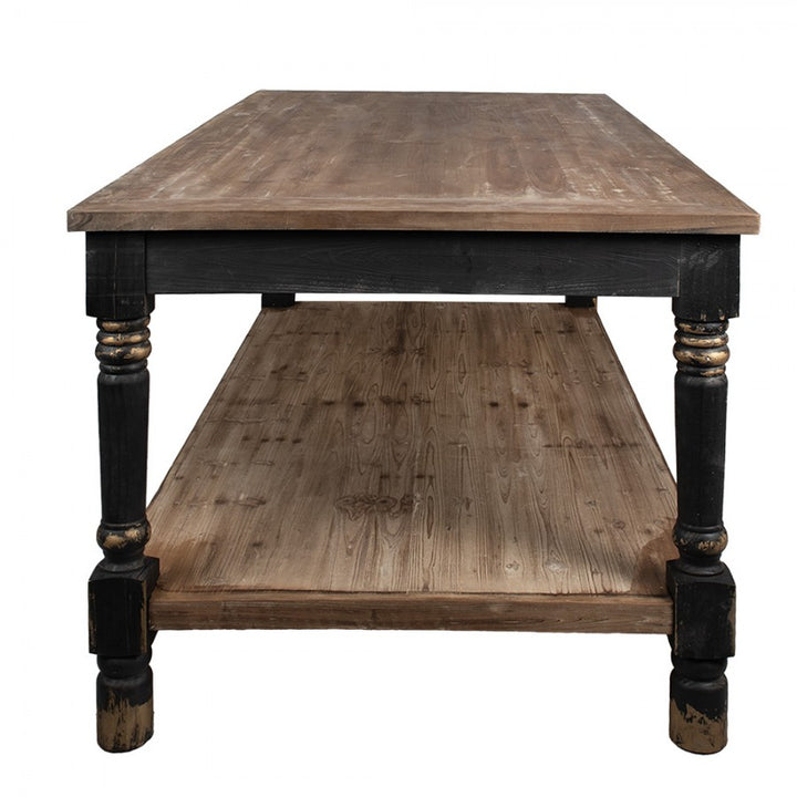 Präsentationstisch Schwarz 200 cm – stilvoller Holztisch im Brocante Stil