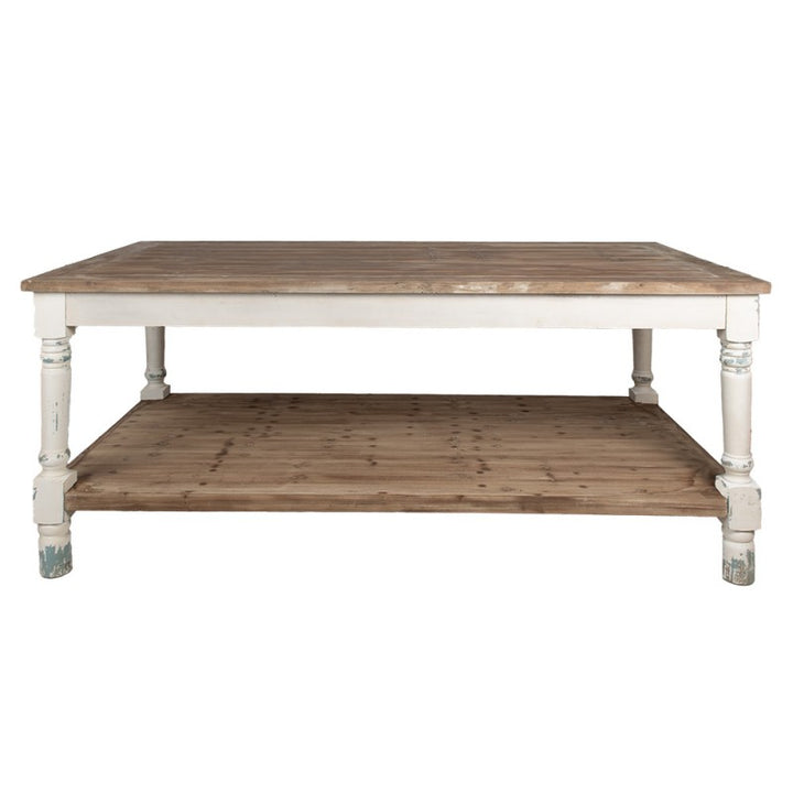 Präsentationstisch Weiß 200 cm – stilvoller Holztisch im Brocante Stil