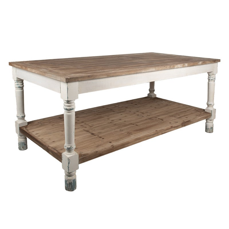 Präsentationstisch Weiß 200 cm – stilvoller Holztisch im Brocante Stil