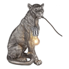 Tischlampe, Leuchte Katze , Löwe sitzend H. 52cm antik silber