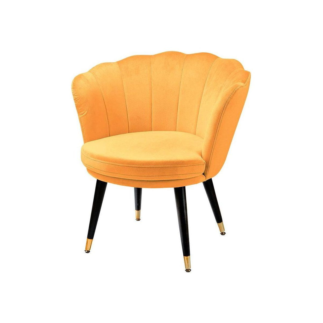 Samtstoff/Holz Loungesessel "Soft" curryfarben - Luxurelle-Shop