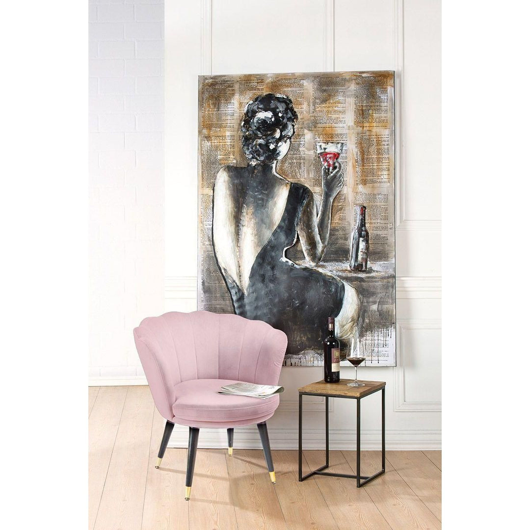 Samtstoff/Holz Loungesessel "Soft" rose - Luxurelle-Shop