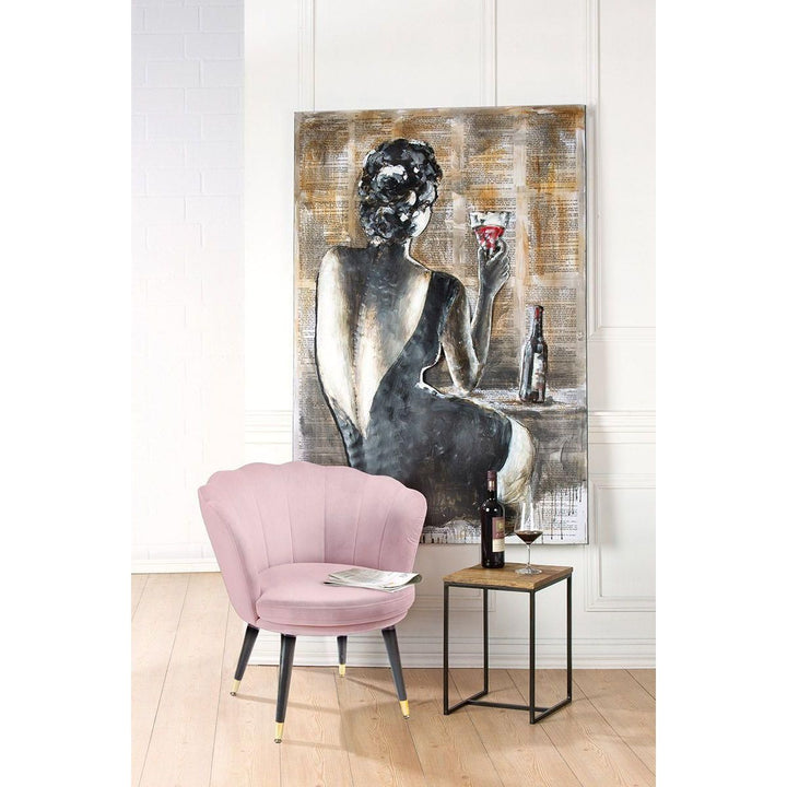 Samtstoff/Holz Loungesessel "Soft" rose - Luxurelle-Shop