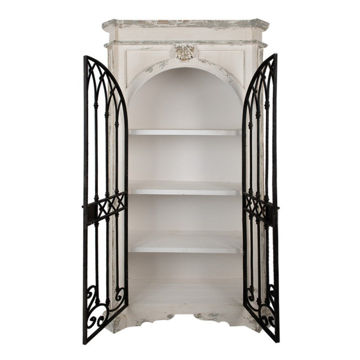 Vitrinenschrank Vintage Beige – eleganter Holzschrank im Brocante Stil
