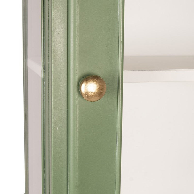 Vitrinenschrank Grün – moderner Metallschrank mit Glastür und Stauraum
