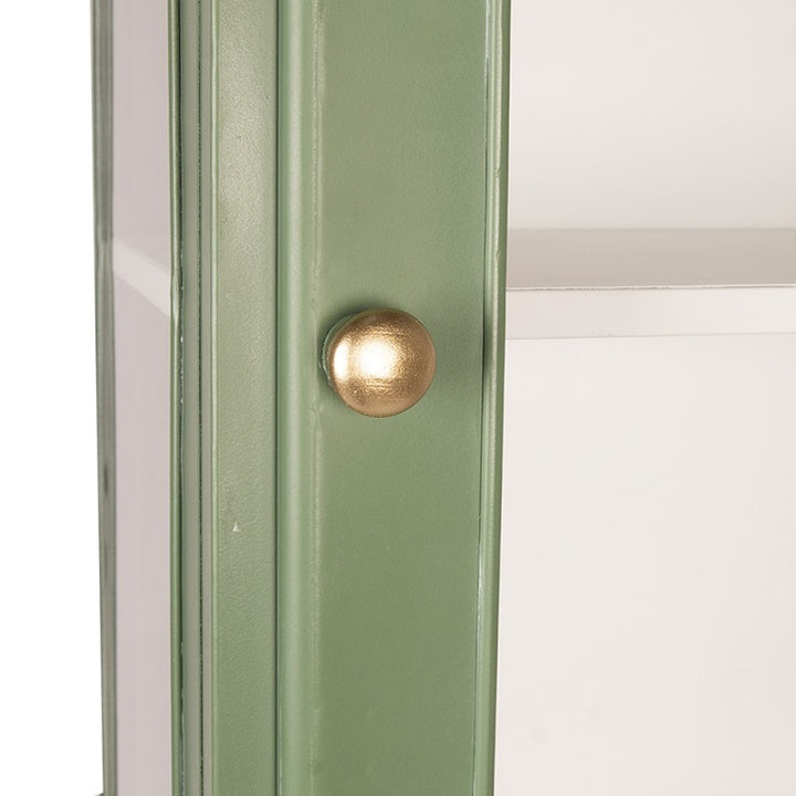 Vitrinenschrank Grün – moderner Metallschrank mit Glastür und Stauraum