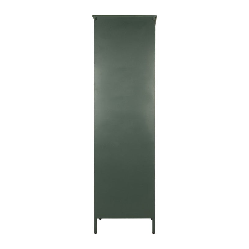 Vitrinenschrank Grün – moderner Metallschrank mit Glastür und Stauraum