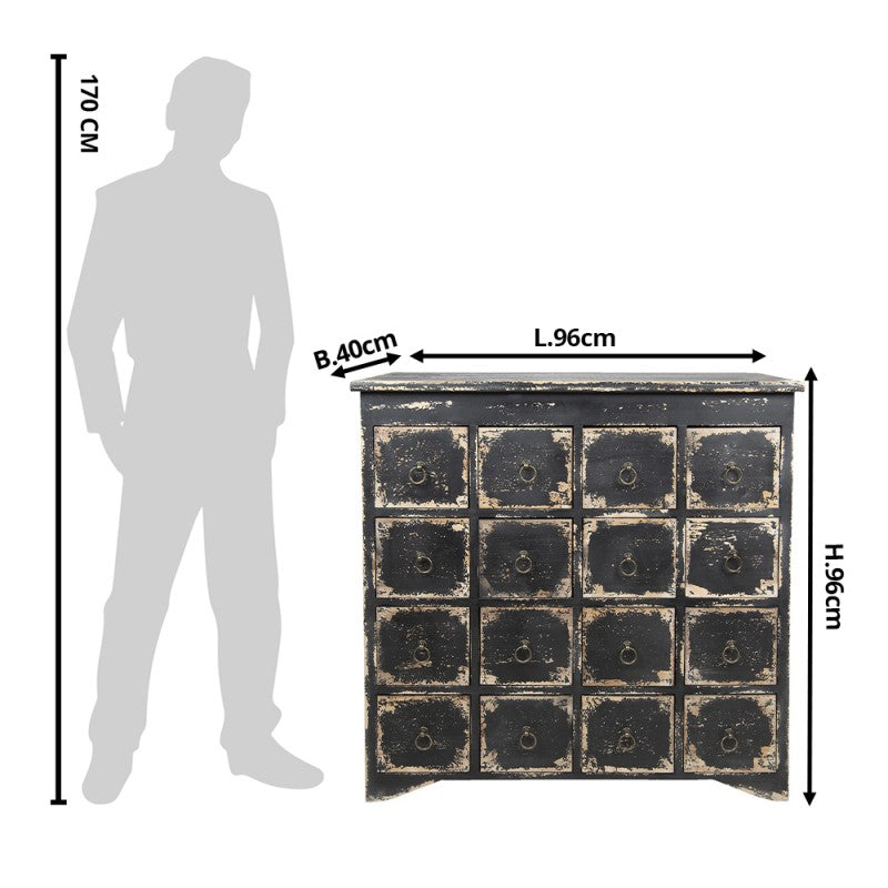 Schubladenschrank Vintage Schwarz – stilvolle Holzkommode im Barock Design