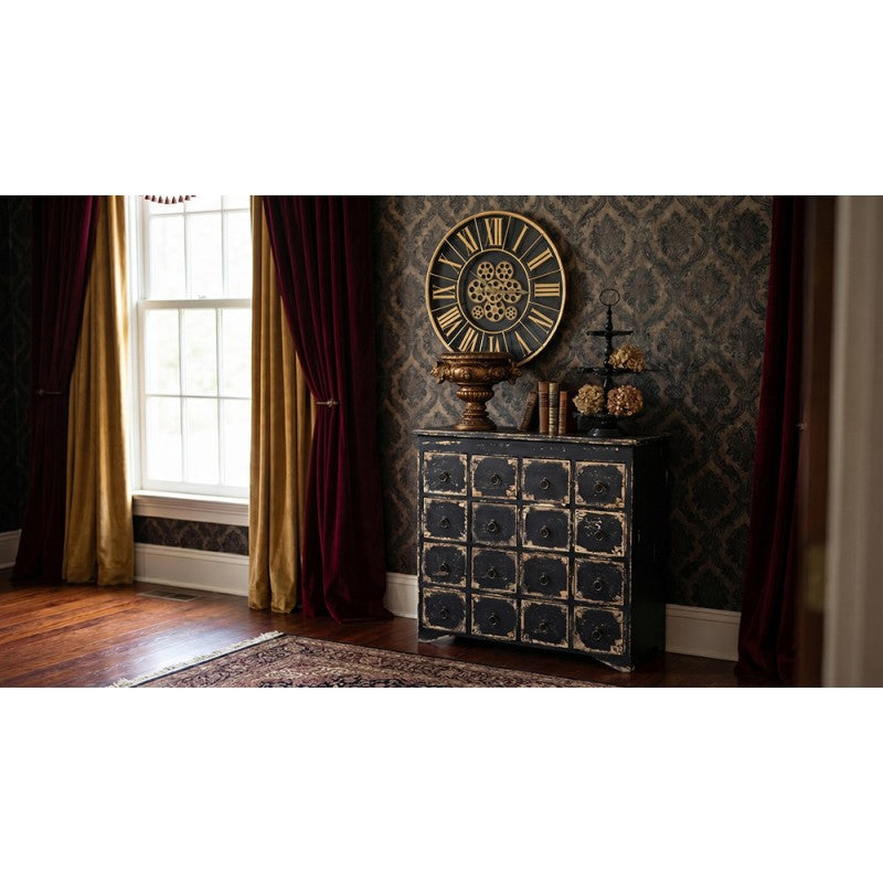 Schubladenschrank Vintage Schwarz – stilvolle Holzkommode im Barock Design