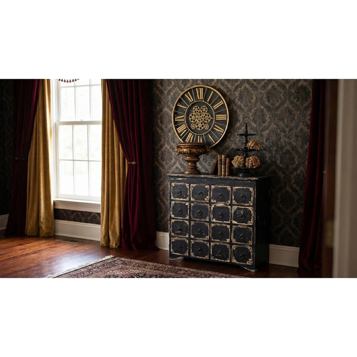 Schubladenschrank Vintage Schwarz – stilvolle Holzkommode im Barock Design