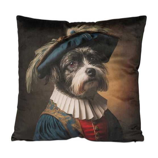 Samt-Kissen mit Hund-Motiv
