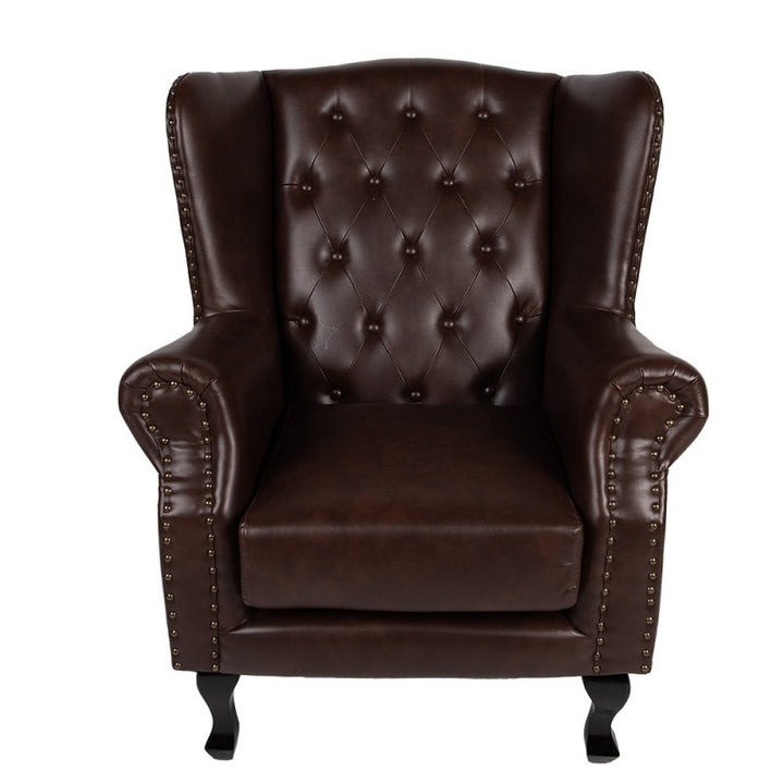 Sessel Chesterfield Braun – klassischer Ohrensessel aus Kunstleder