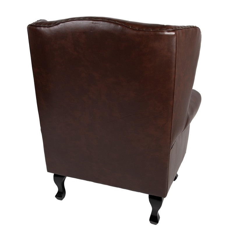 Sessel Chesterfield Braun – klassischer Ohrensessel aus Kunstleder