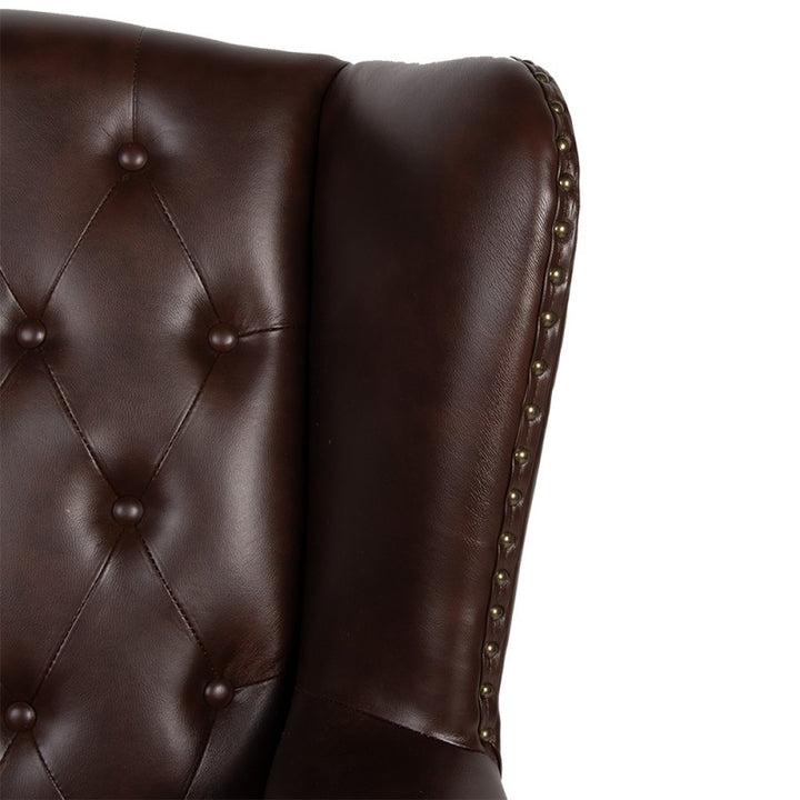 Sessel Chesterfield Braun – klassischer Ohrensessel aus Kunstleder