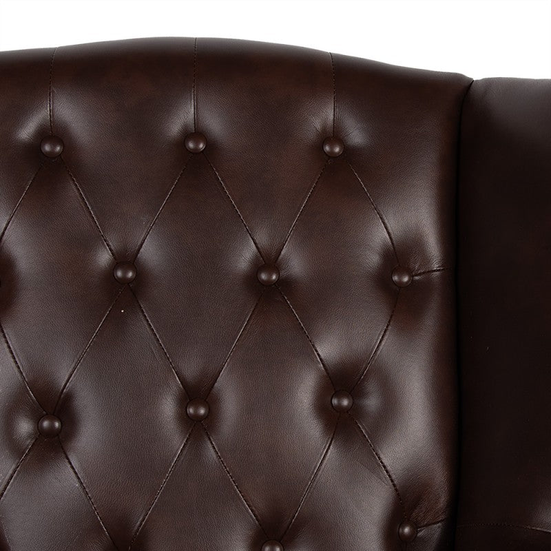 Sessel Chesterfield Braun – klassischer Ohrensessel aus Kunstleder