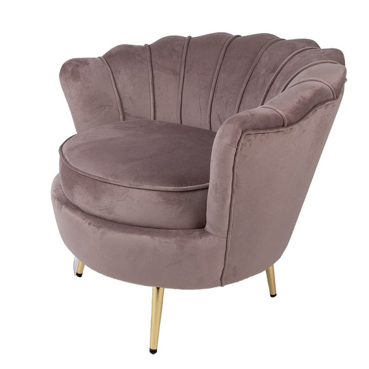 Sessel Muschel Rosa – moderner Polstersessel mit Samtoptik
