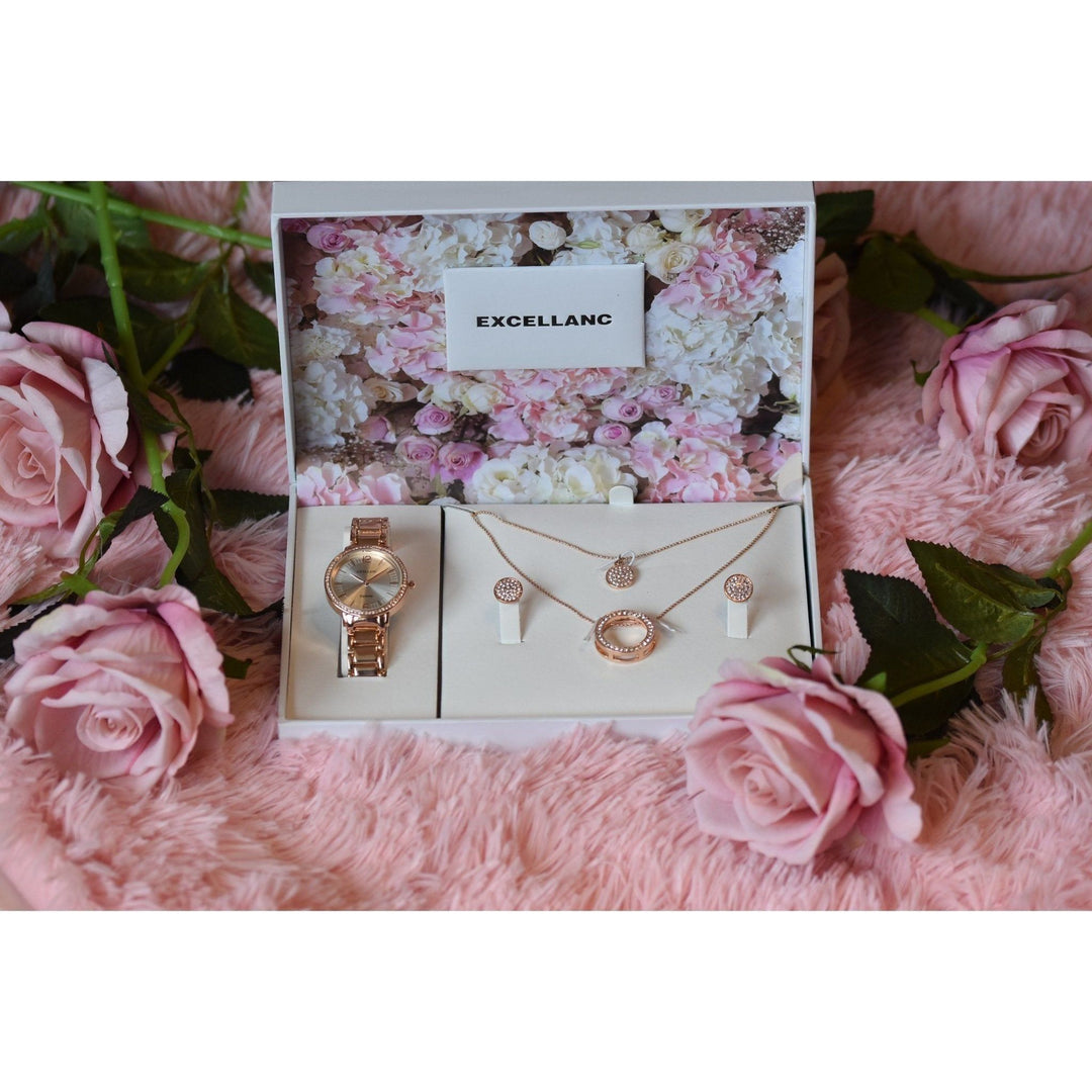 Set 1 Excellanc Damenuhr im Set mit Kette und Ohrringe - Luxurelle-Shop