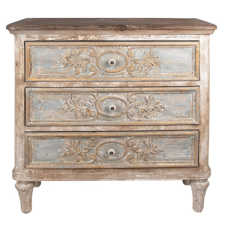Kommode Vintage Beige Grau – elegante Holzkommode im Brocante Stil