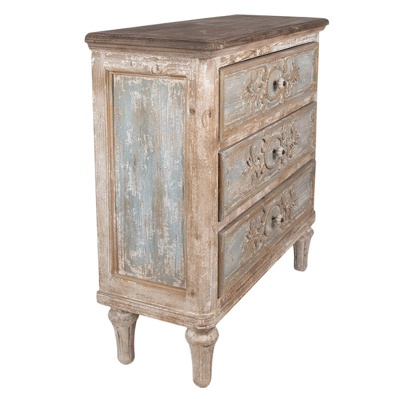 Kommode Vintage Beige Grau – elegante Holzkommode im Brocante Stil