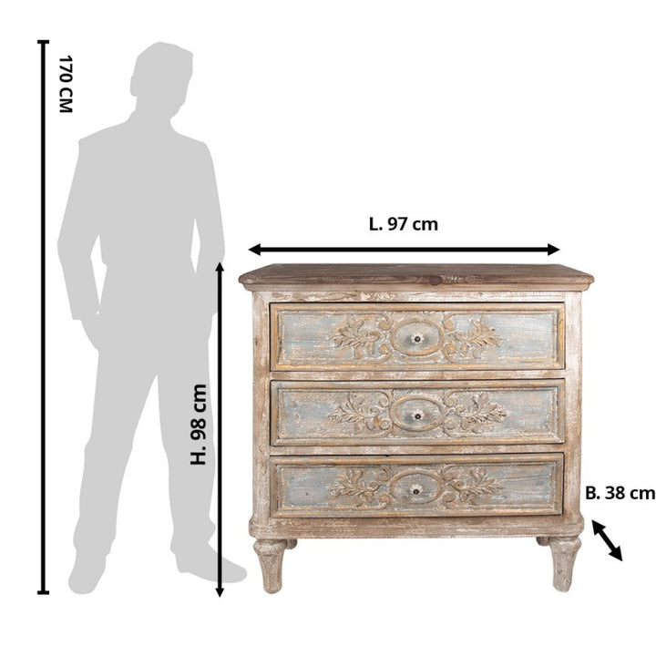 Kommode Vintage Beige Grau – elegante Holzkommode im Brocante Stil