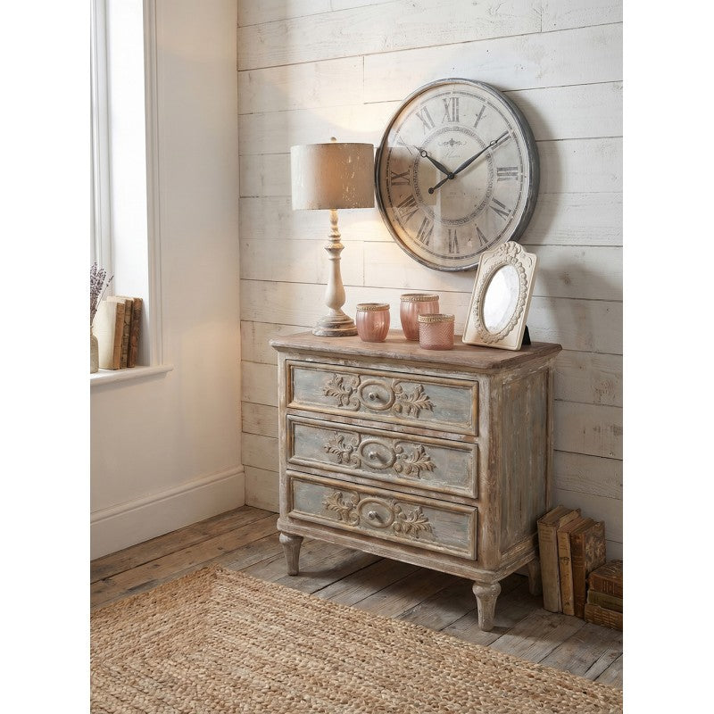 Kommode Vintage Beige Grau – elegante Holzkommode im Brocante Stil