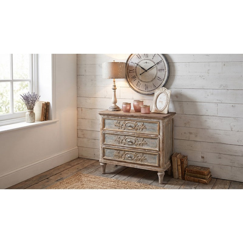 Kommode Vintage Beige Grau – elegante Holzkommode im Brocante Stil
