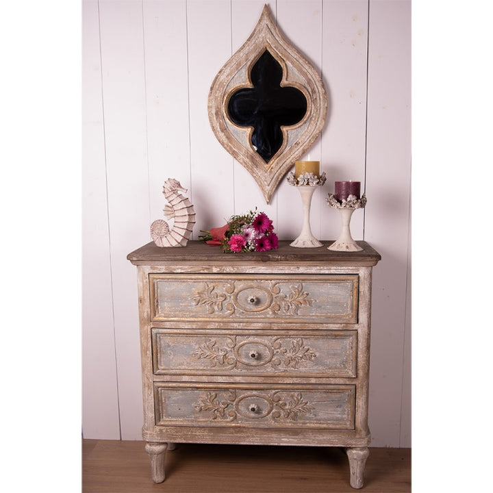 Kommode Vintage Beige Grau – elegante Holzkommode im Brocante Stil