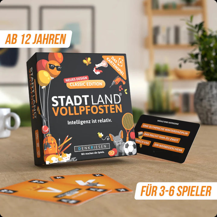 Stadt Land Vollpfosten® Kartenspiel | Classic Edition "Intelligenz ist relativ."