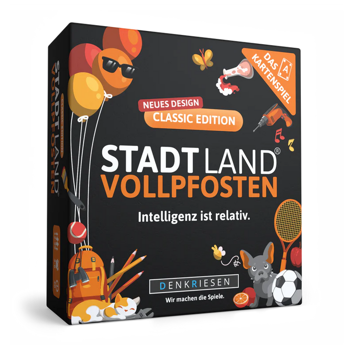 Stadt Land Vollpfosten® Kartenspiel | Classic Edition "Intelligenz ist relativ."