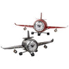 Standuhr Flugzeug 40 cm rot aus Metall in 3D-Optik