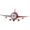 Standuhr Flugzeug 40 cm rot aus Metall in 3D-Optik