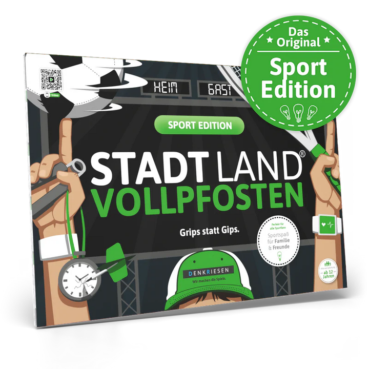 Stadt Land Vollpfosten® Spielblock | Sport Edition "Grips statt Gips."