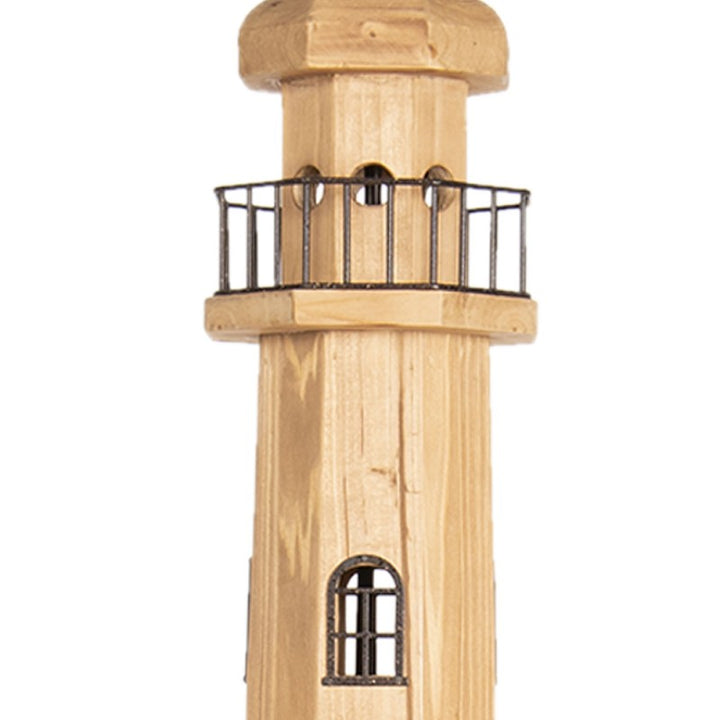 Stehlampe Leuchtturm – maritime Stehleuchte aus Holz in Braun