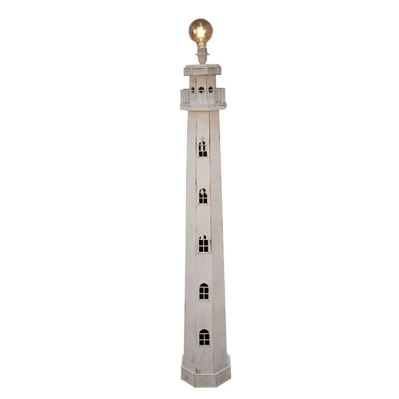 Stehlampe Leuchtturm – maritime Stehleuchte aus Holz in Weiß