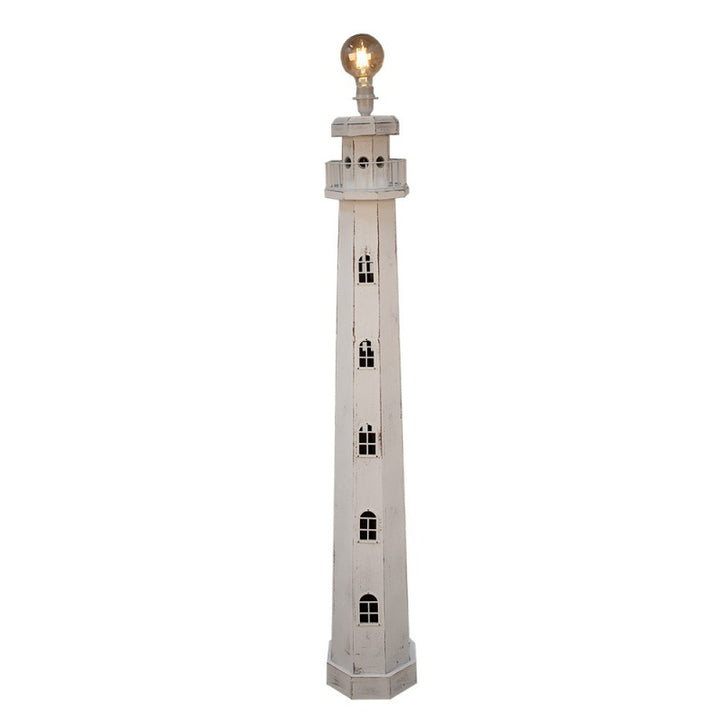 Stehlampe Leuchtturm – maritime Stehleuchte aus Holz in Weiß