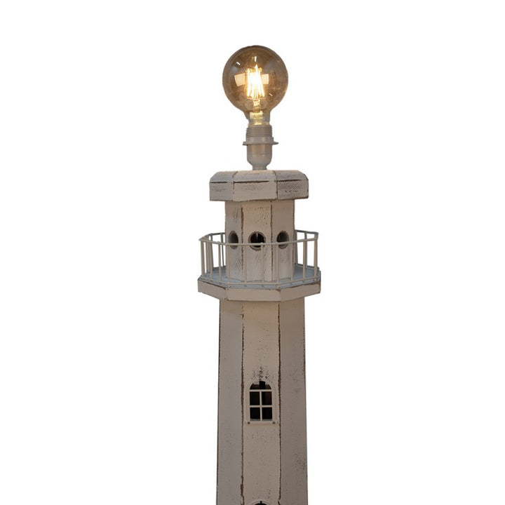 Stehlampe Leuchtturm – maritime Stehleuchte aus Holz in Weiß