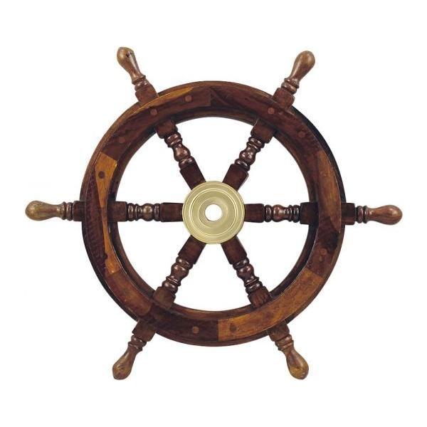 Steuerrad aus Holz mit Messing 45cm - Luxurelle-Shop