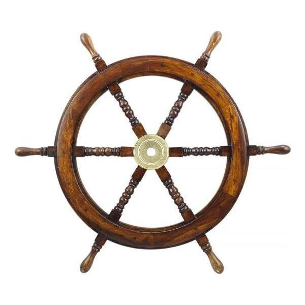 Steuerrad aus Holz mit Messing 75cm - Luxurelle-Shop