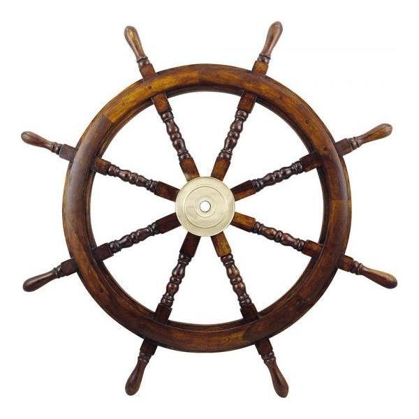 Steuerrad aus Holz mit Messing 90cm - Luxurelle-Shop