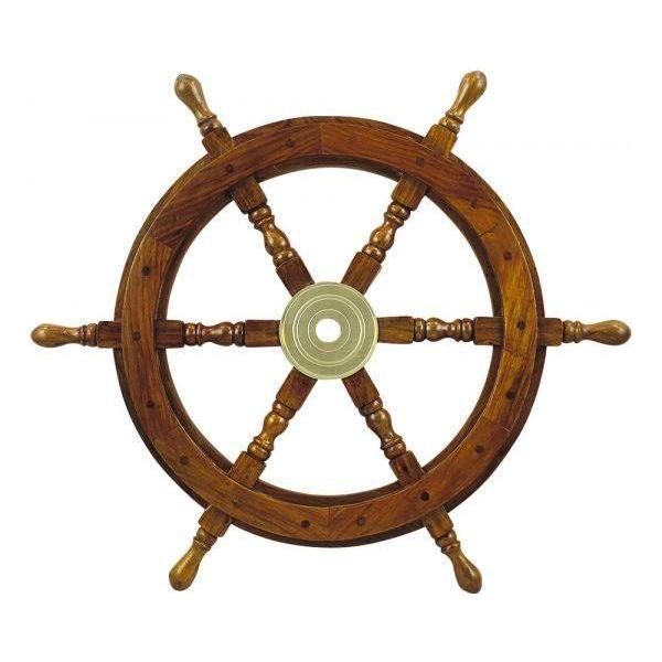 Steuerrad aus Premium-Sheesham Holz mit Messing 60cm - Luxurelle-Shop
