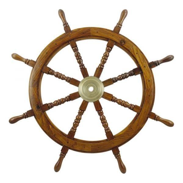 Steuerrad aus Premium-Sheesham Holz mit Messing 90cm - Luxurelle-Shop