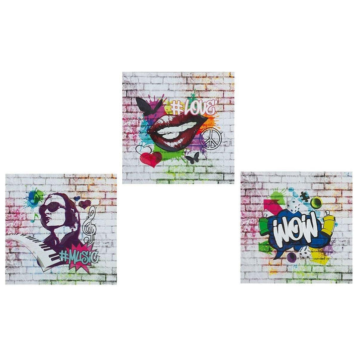 Street Art Bilder Set Wow Music Love 3tlg - Luxurelle-Shop