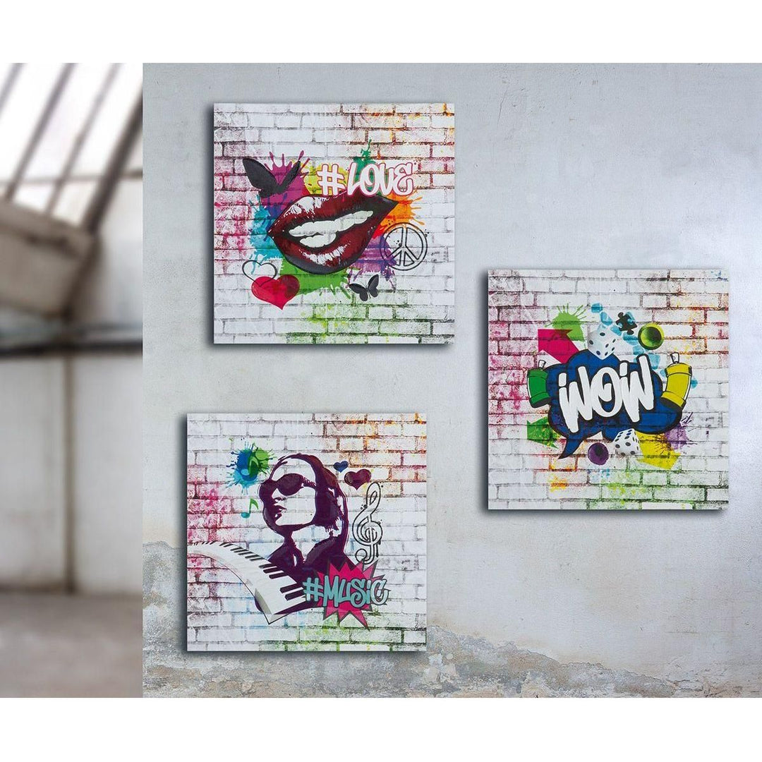 Street Art Bilder Set Wow Music Love 3tlg - Luxurelle-Shop