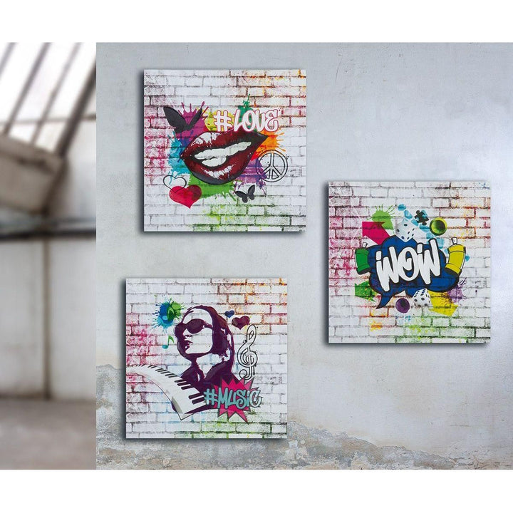 Street Art Bilder Set Wow Music Love 3tlg - Luxurelle-Shop