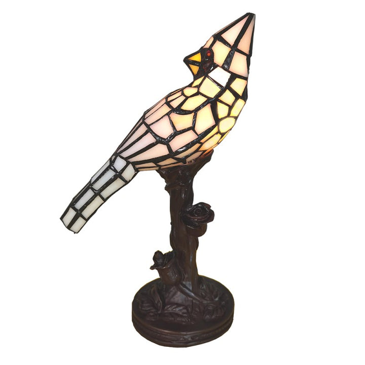 Tiffany Tischlampe Vogel – kunstvolle Designlampe aus Glas in 3 Farben