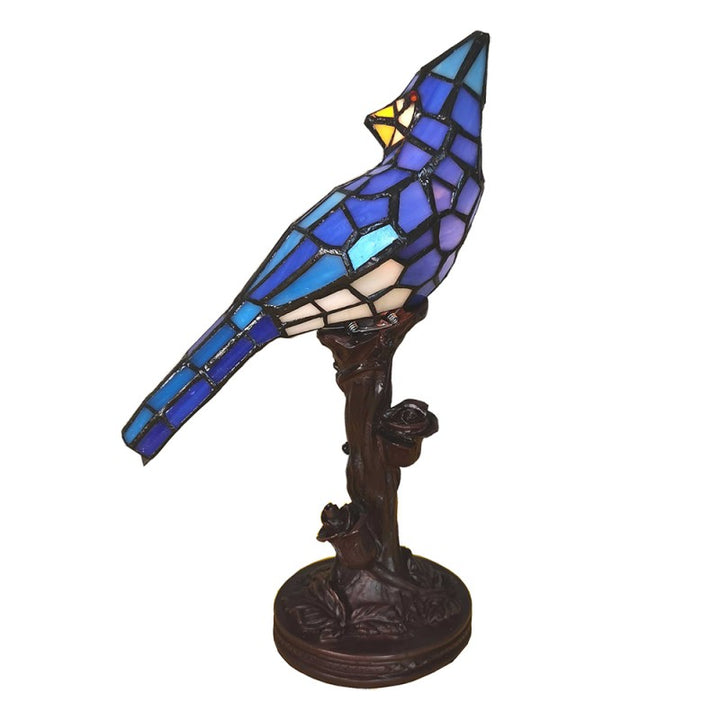 Tiffany Tischlampe Vogel – kunstvolle Designlampe aus Glas in 3 Farben