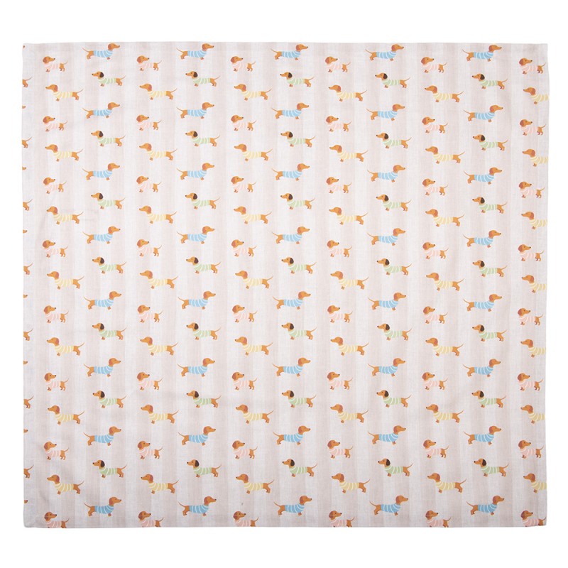Tischdecke Dapper Dog – dekorative Tischdecke aus Baumwolle in Beige