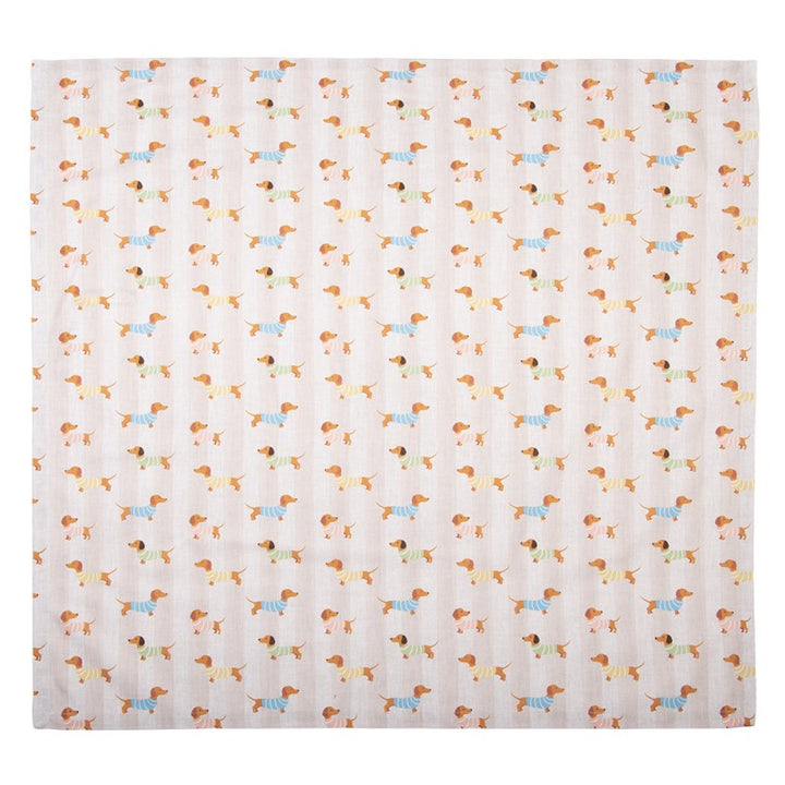 Tischdecke Dapper Dog – dekorative Tischdecke aus Baumwolle in Beige
