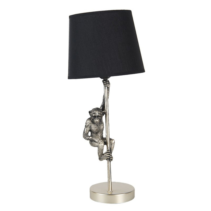 Tischlampe Affe – stilvolle Designlampe aus Kunststoff in Silber und Schwarz